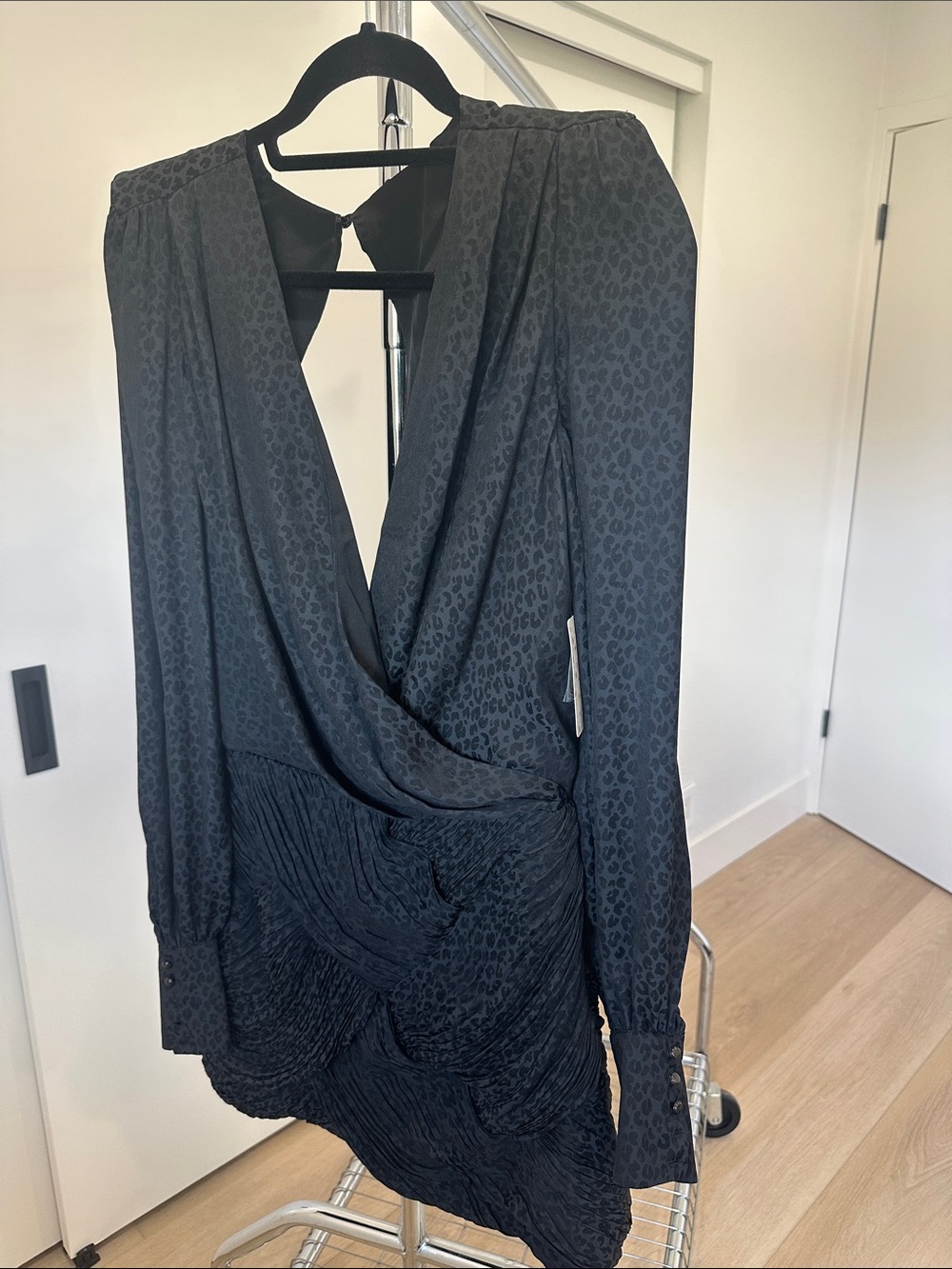 Free People Black Textured Draped Mini Dress